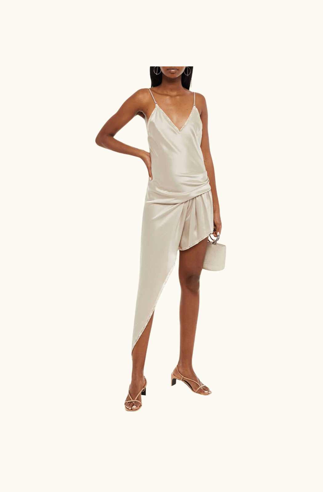 Alexander Wang Lace-Trimmed Draped Satin Mini Dress