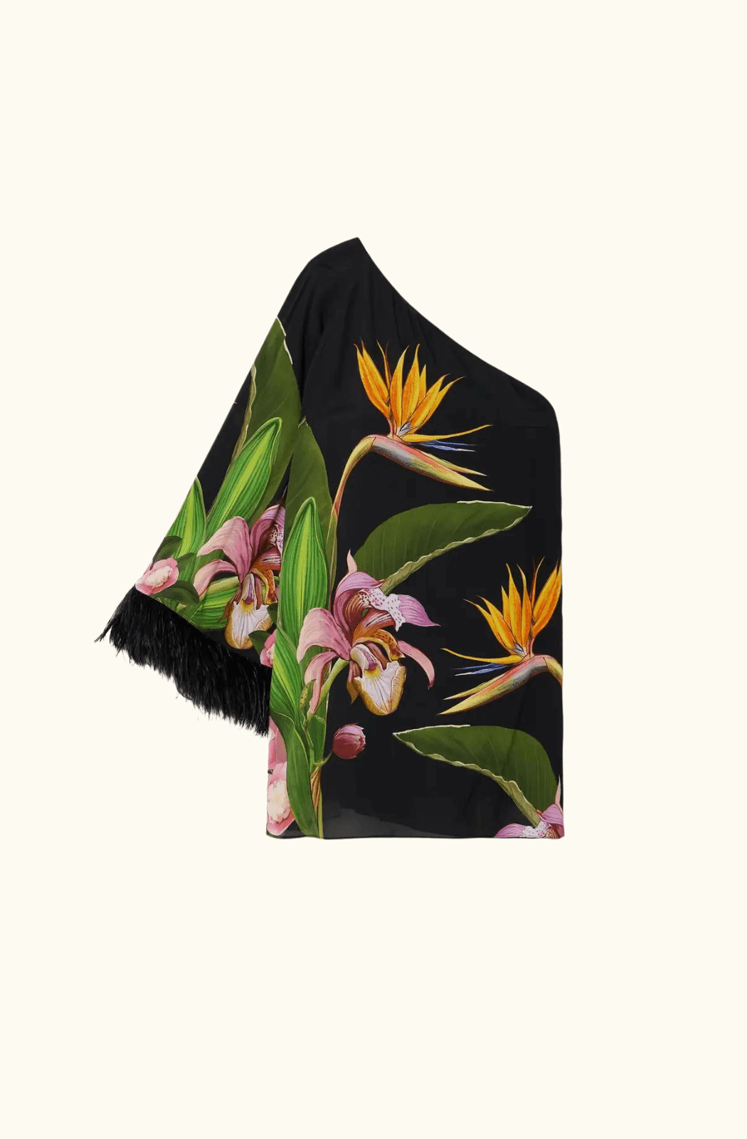 Borgo De Nor Vida feather-trimmed floral-print crepe mini dress