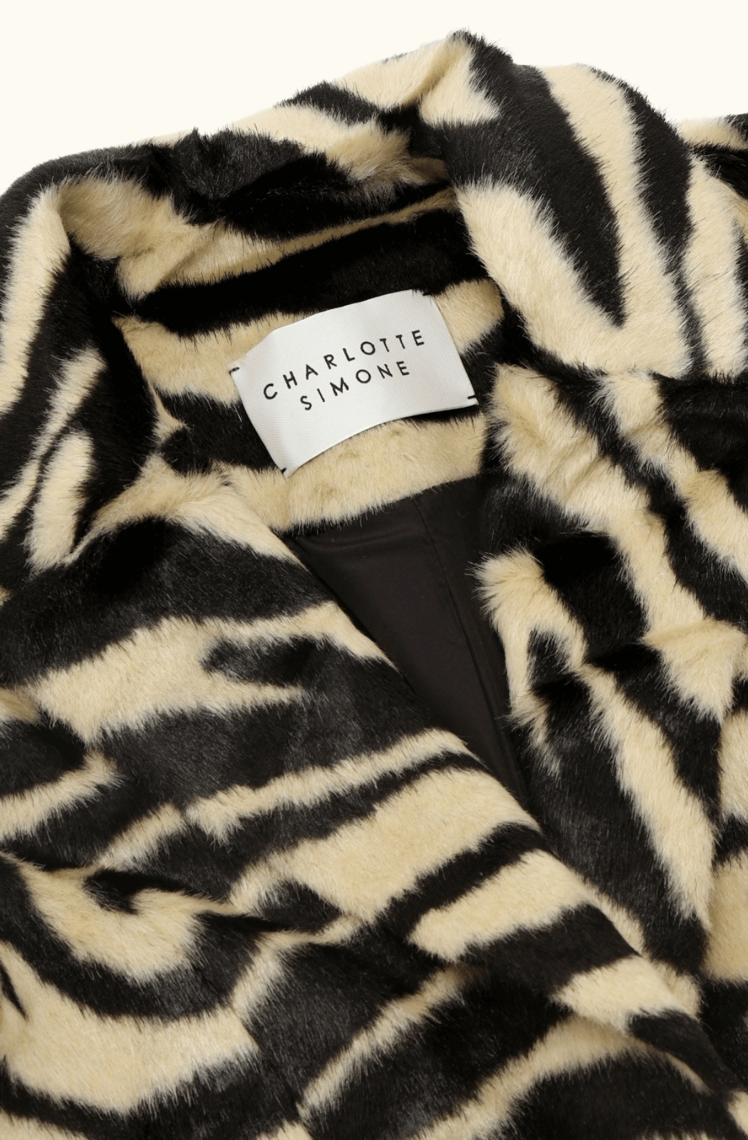 Charlotte Simone Nora Zebra Print Faux Fur Longline Coat
