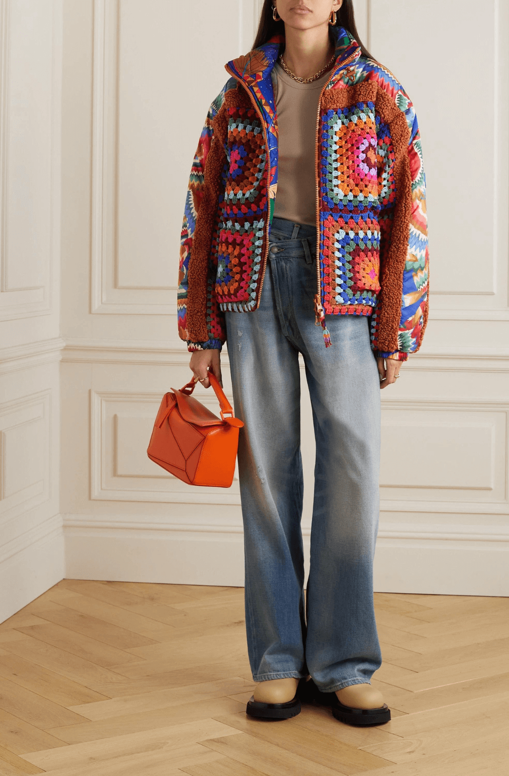Farm Rio Forest Reversible Shell & Crocheted Jacket