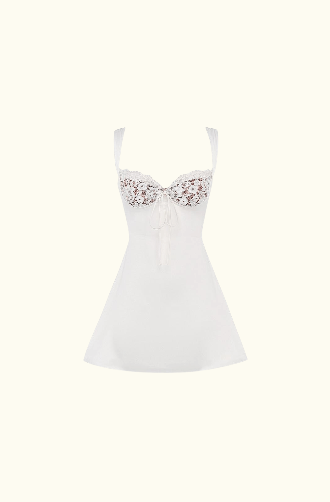 House of CB Adriana Ivory Satin & Lace Mini Dress