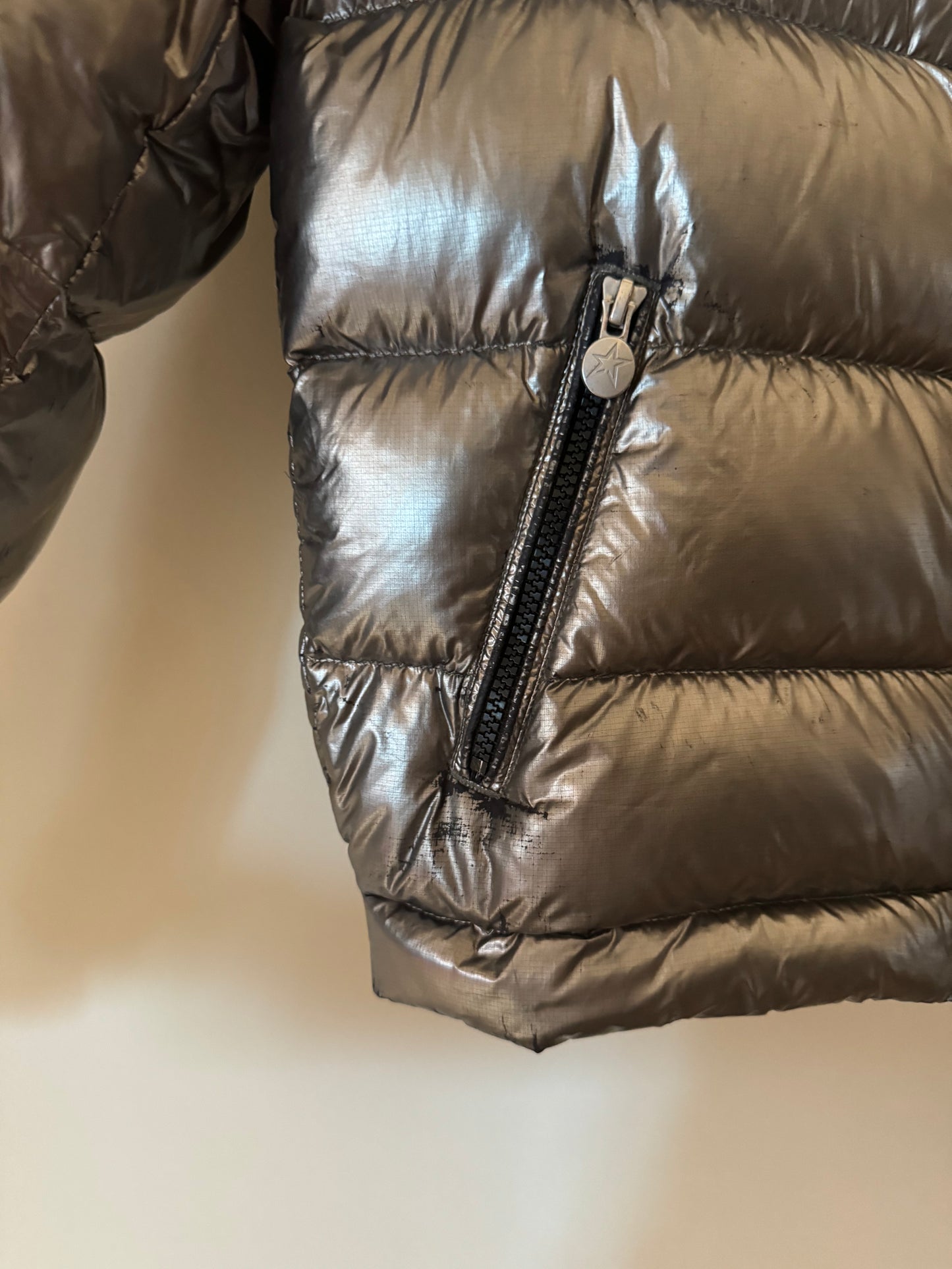 Polar Quilted Down Hooded Ski Jacket - Metallic Silver