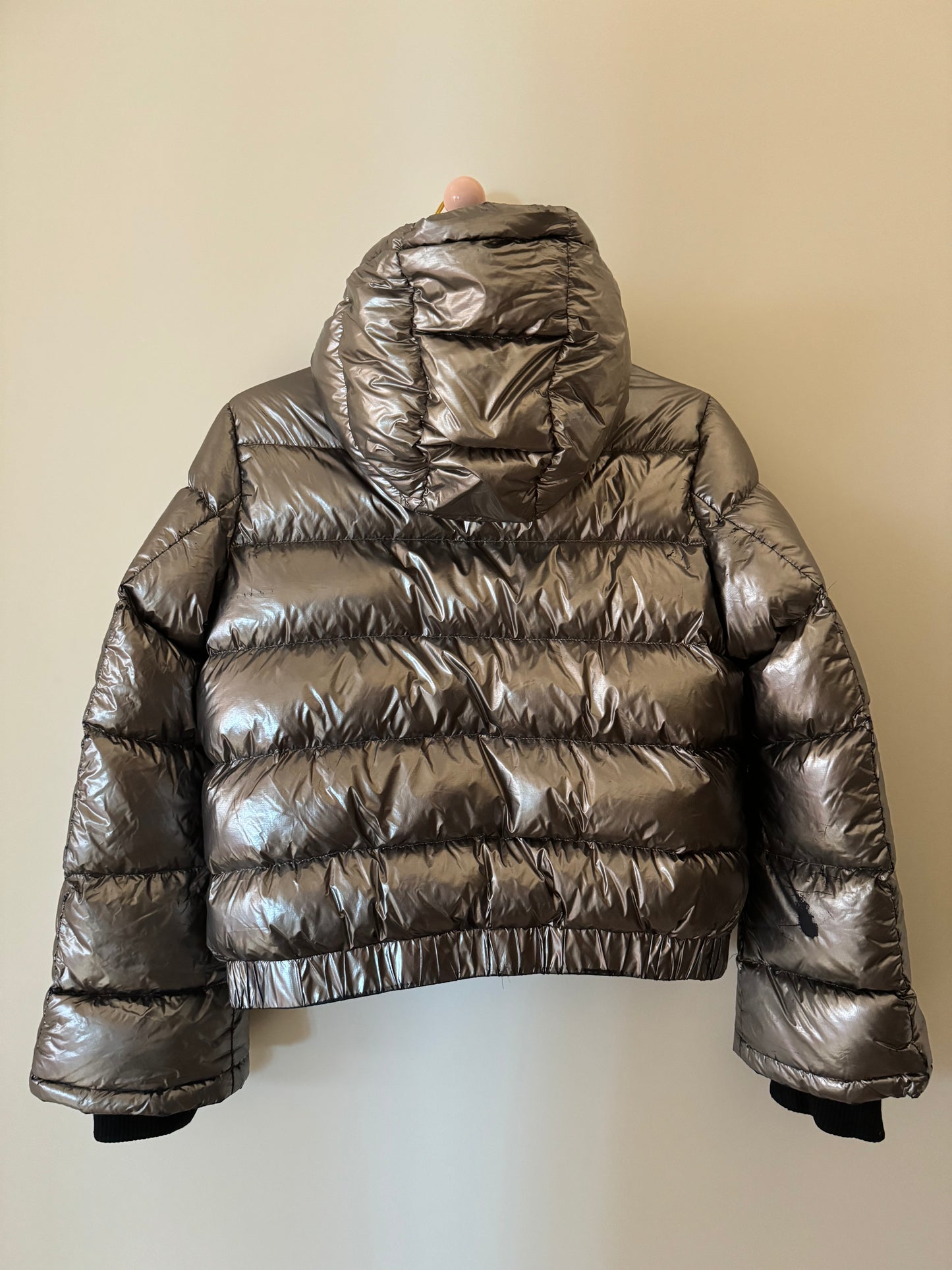 Polar Quilted Down Hooded Ski Jacket - Metallic Silver