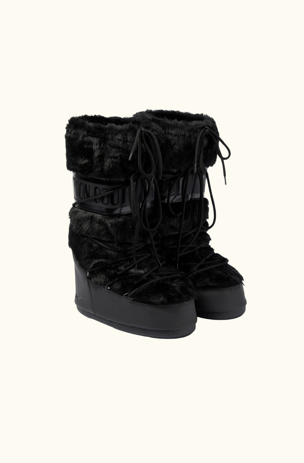 Moon Boot Icon Faux Fur-Trimmed Snow Boot - Black
