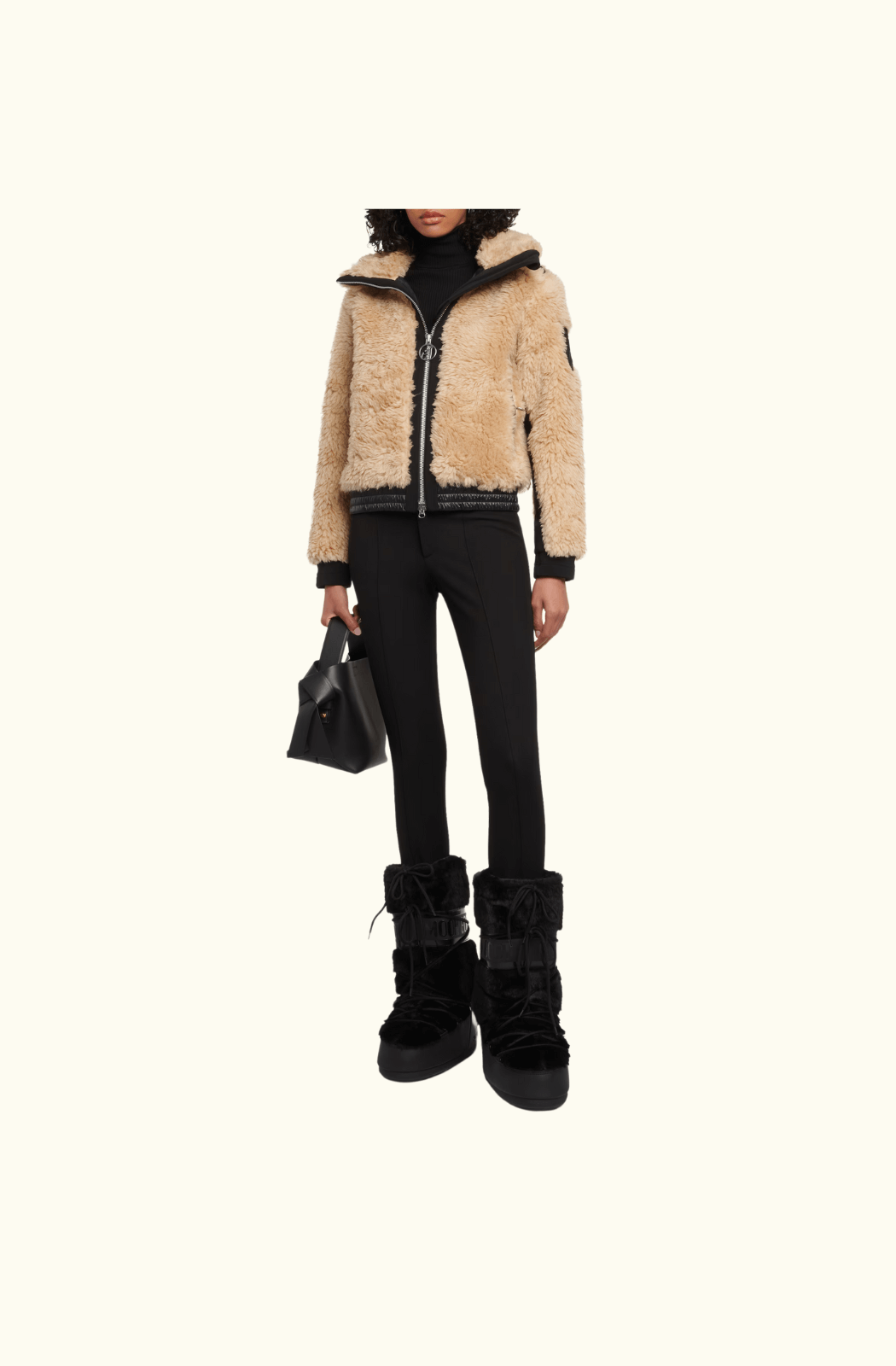 Moon Boot Icon Faux Fur-Trimmed Snow Boot - Black
