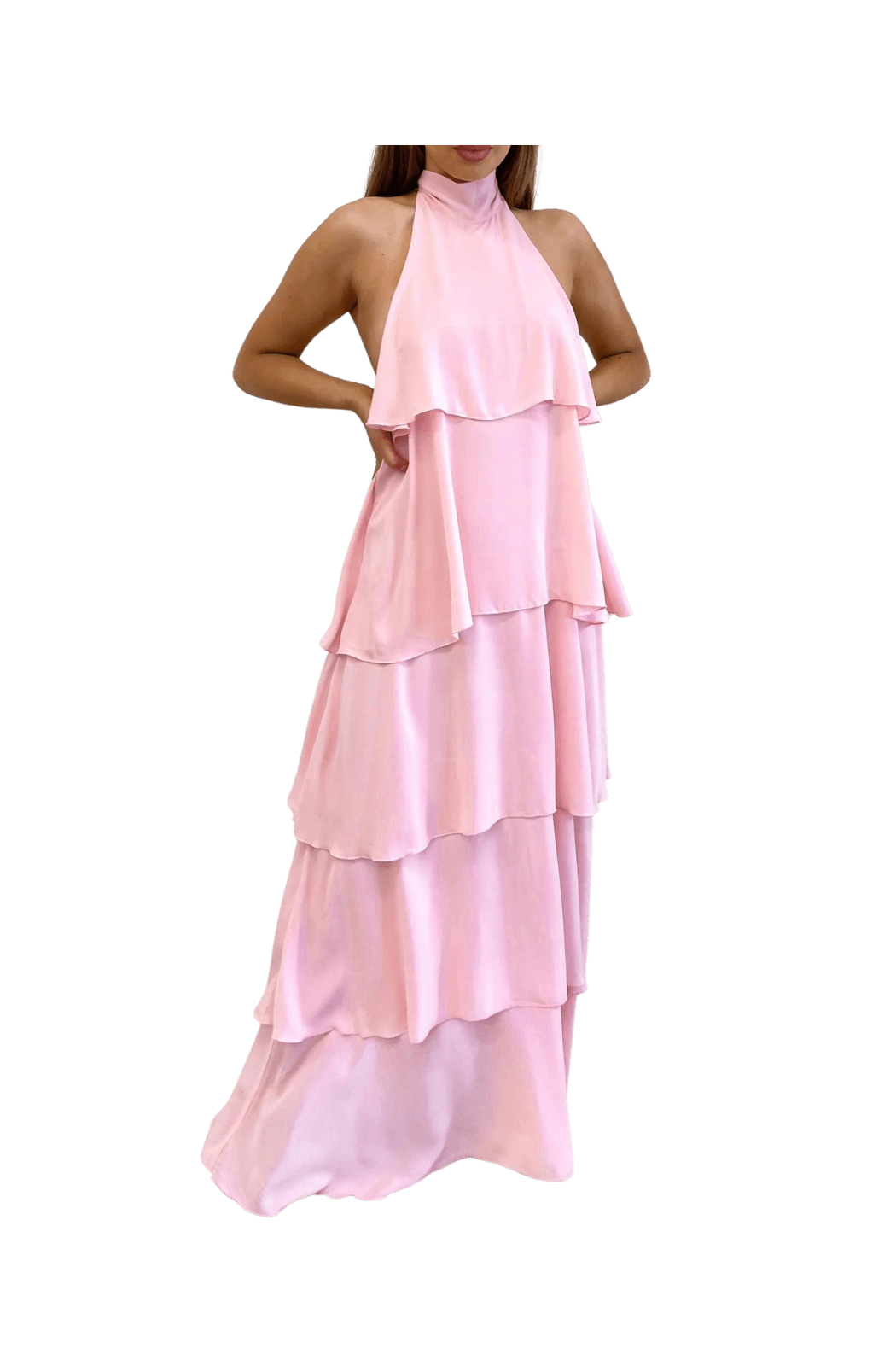 PRETTY LAVISH MODEL PHOTO OF THEA RUFFLE HALTERNECK MAXI DRESS