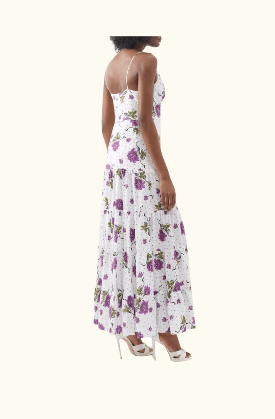 Rodarte Floral-Appliqué Printed Silk Slip Dress