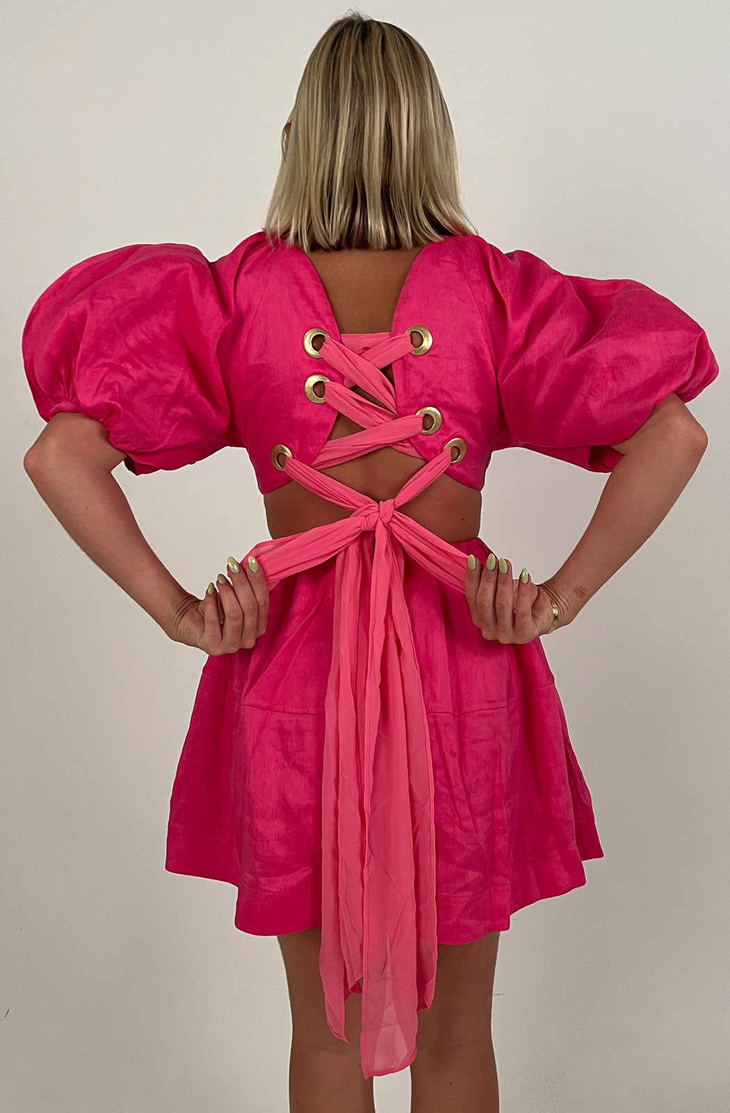 AJE Admiration Lace Up Mini Dress
