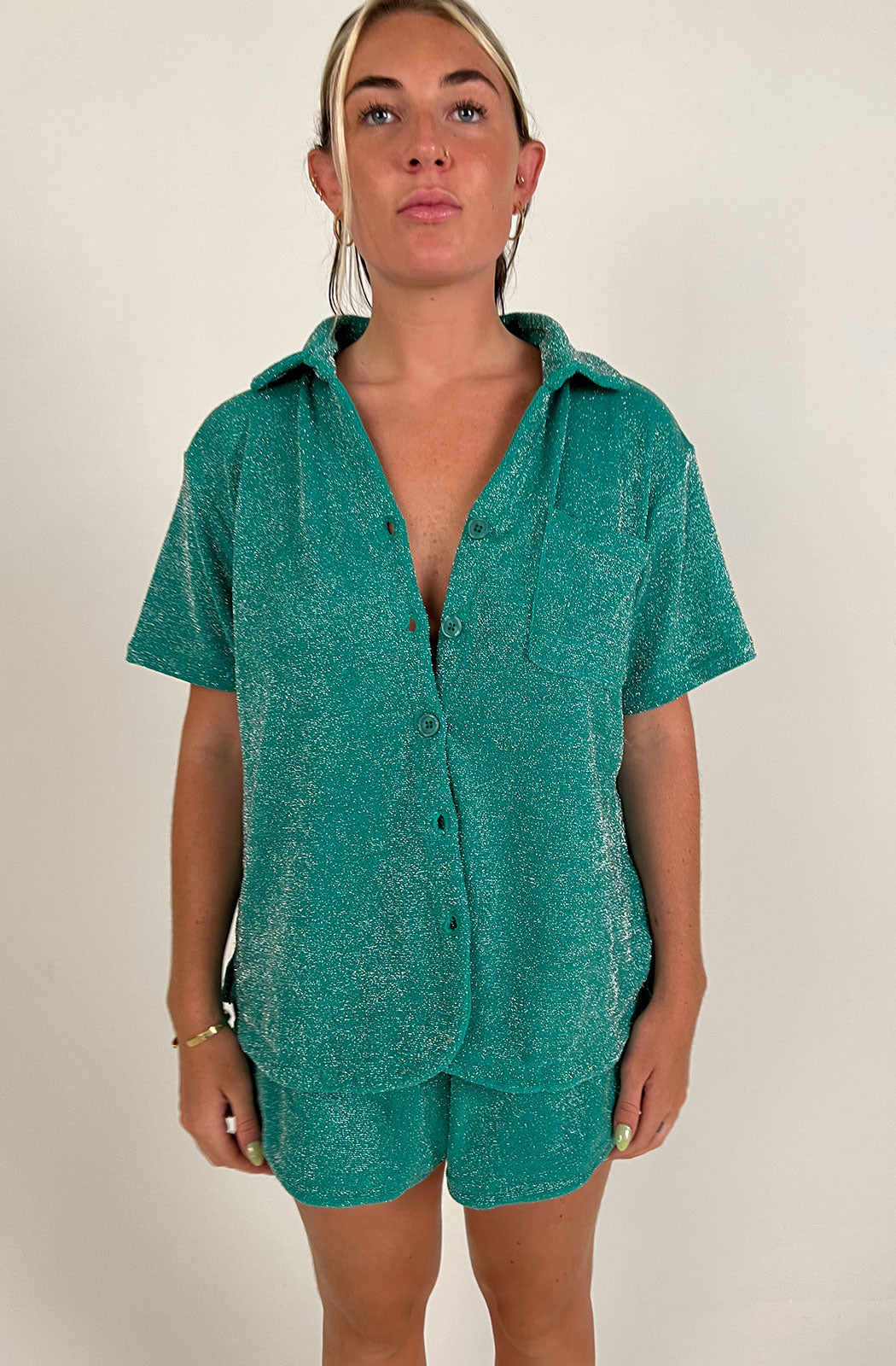 FRANKIES BIKINS TERRY SET GREEN TOPFRANKIES BIKINS TERRY SETGREEN TOP SLOSE UP