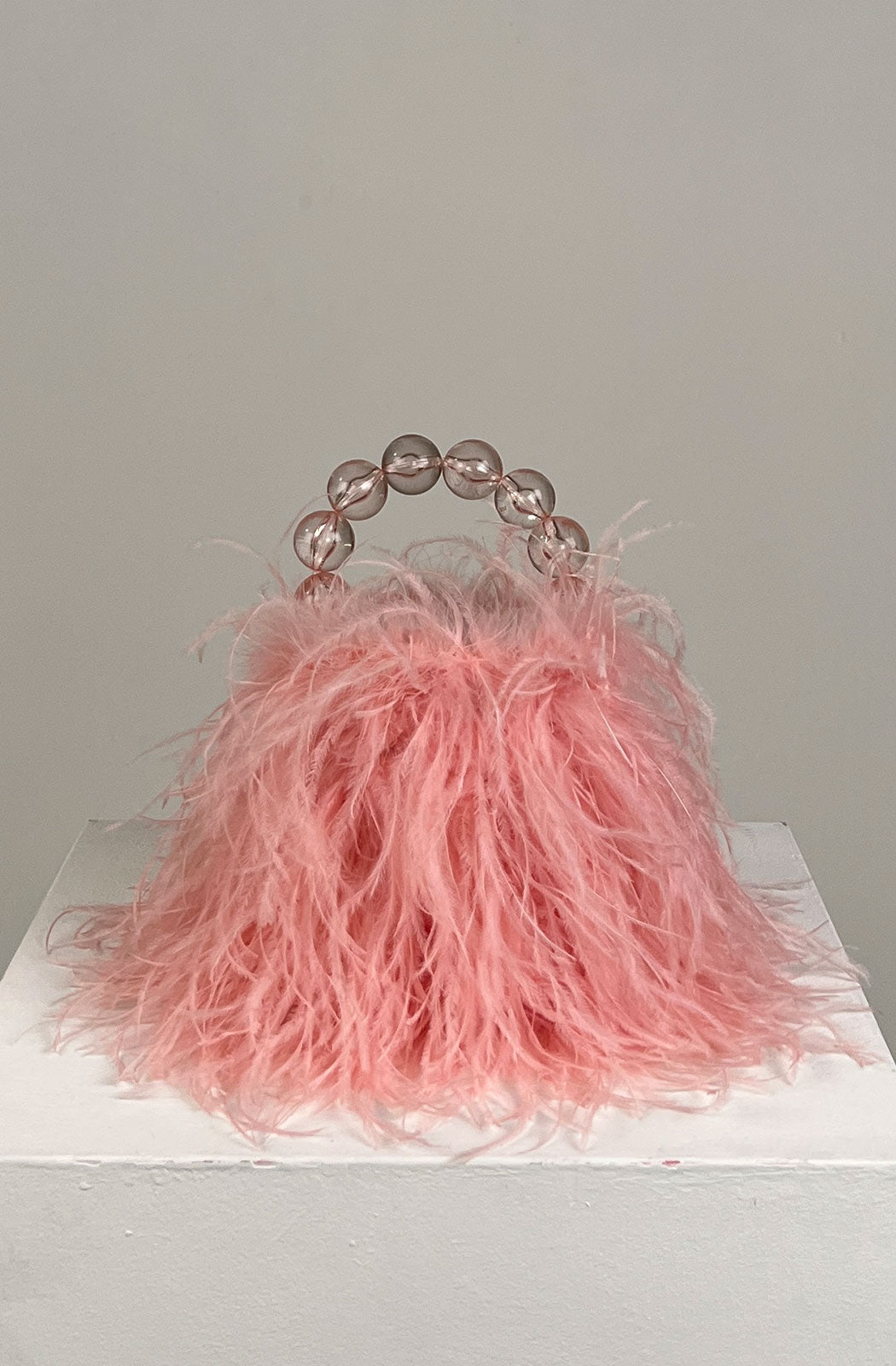 Inagua Faux Pearl And Feather Tote Pink Embellished Clutch by Vanina