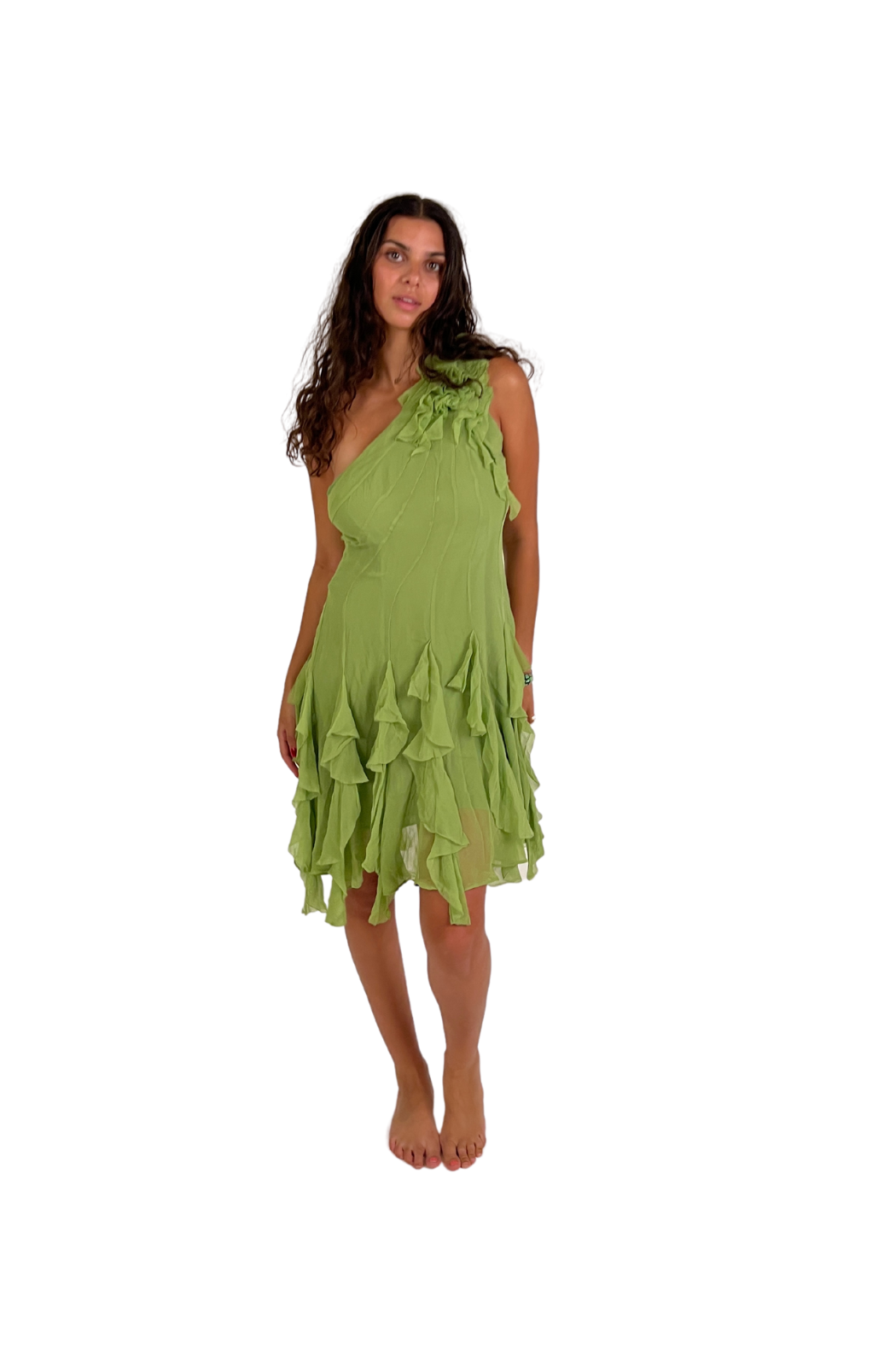 VINTAGE KAREN MILLEN GREEN DRESS (14)