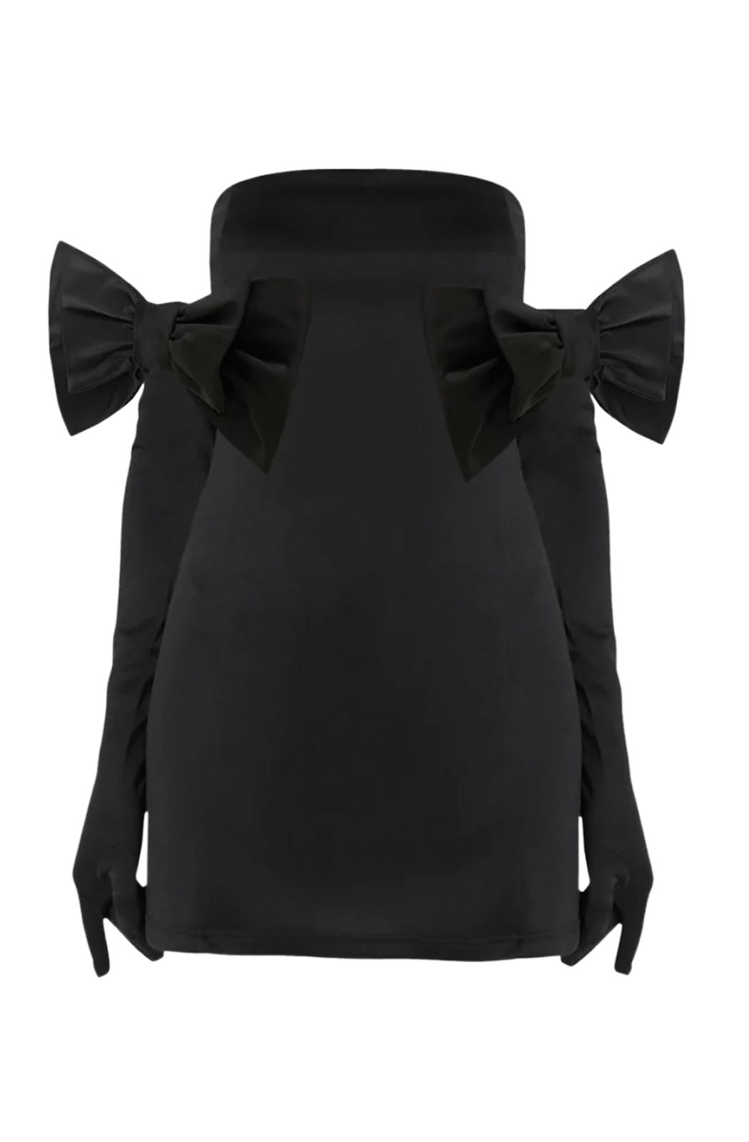 Cupid Dress, Gloves & Black Bows - Black Scuba