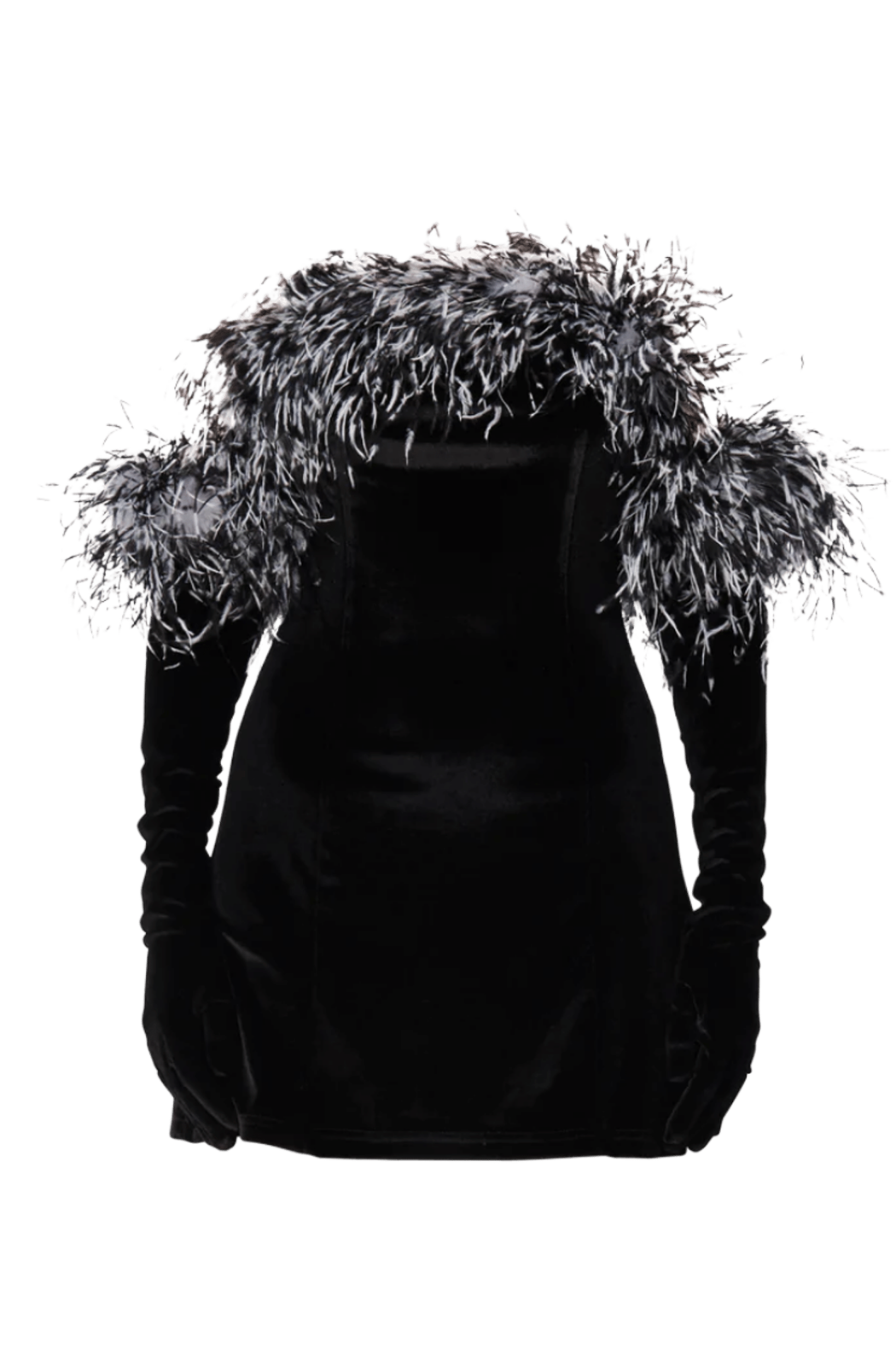 Cupid Dress Feathers & Gloves - Black Scuba