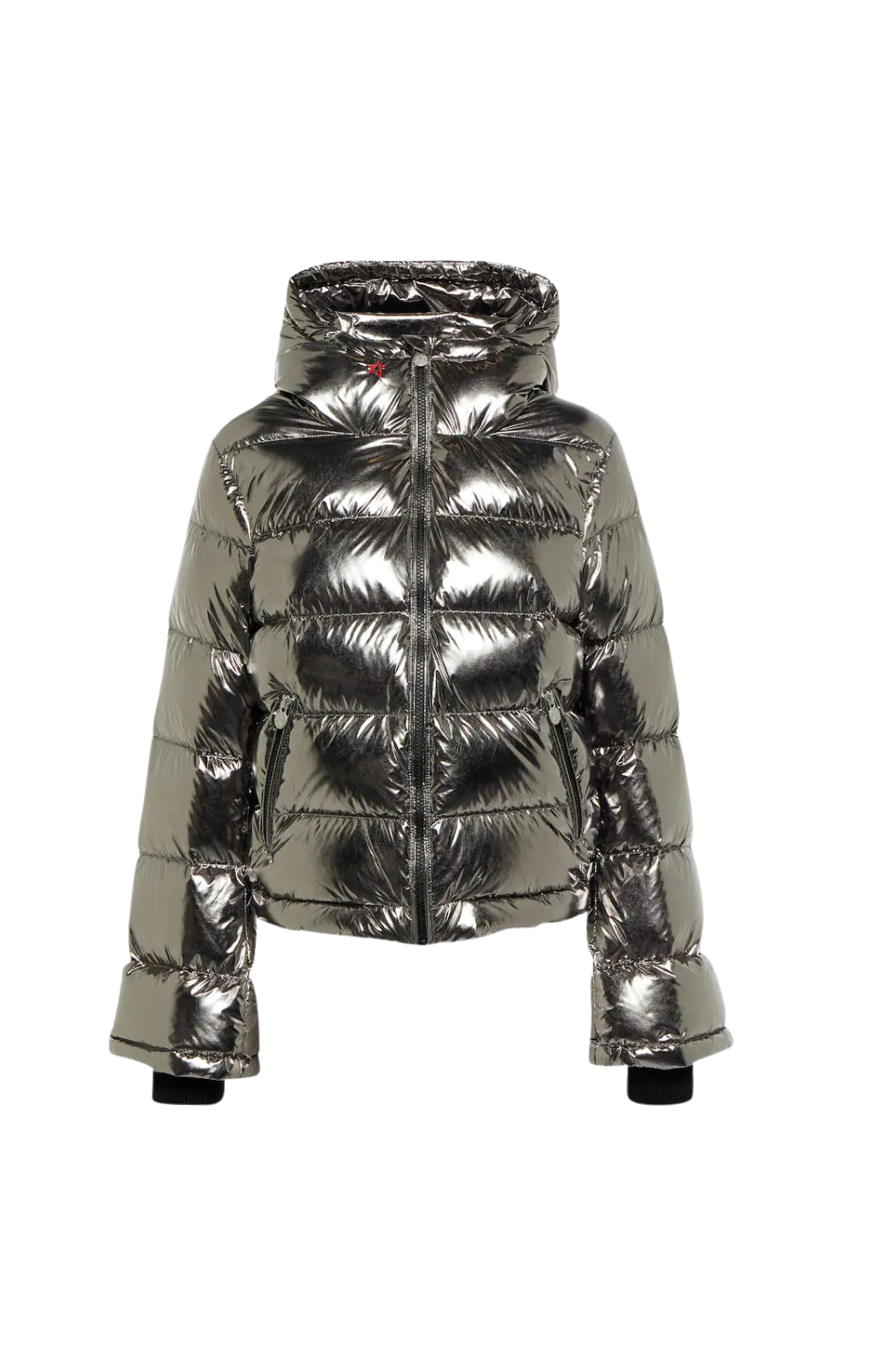 Polar Quilted Down Hooded Ski Jacket Metallic Silver