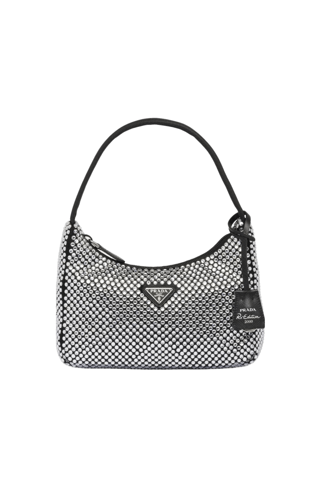 Black Satin Crystal Embellished Re-Edition 2000 Mini Bag