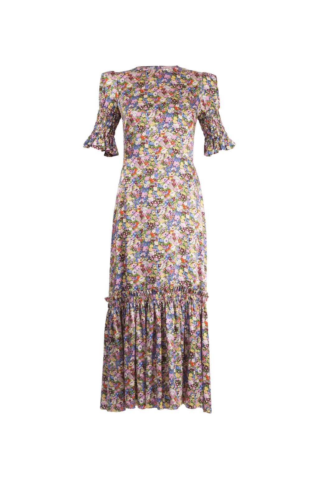 Susie Ruffled Floral-Print Silk-Satin Maxi Dress by The Vampire's Wife Cut Out Image