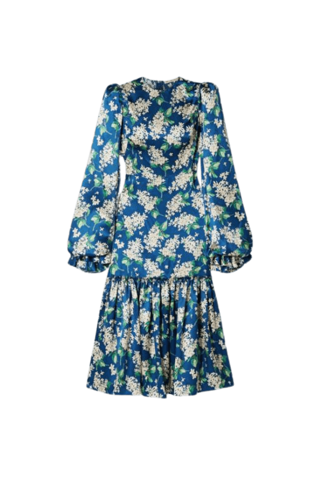 The Vampires Wife Floral Print Hammered Silk Midi Dress Cut Out Image
