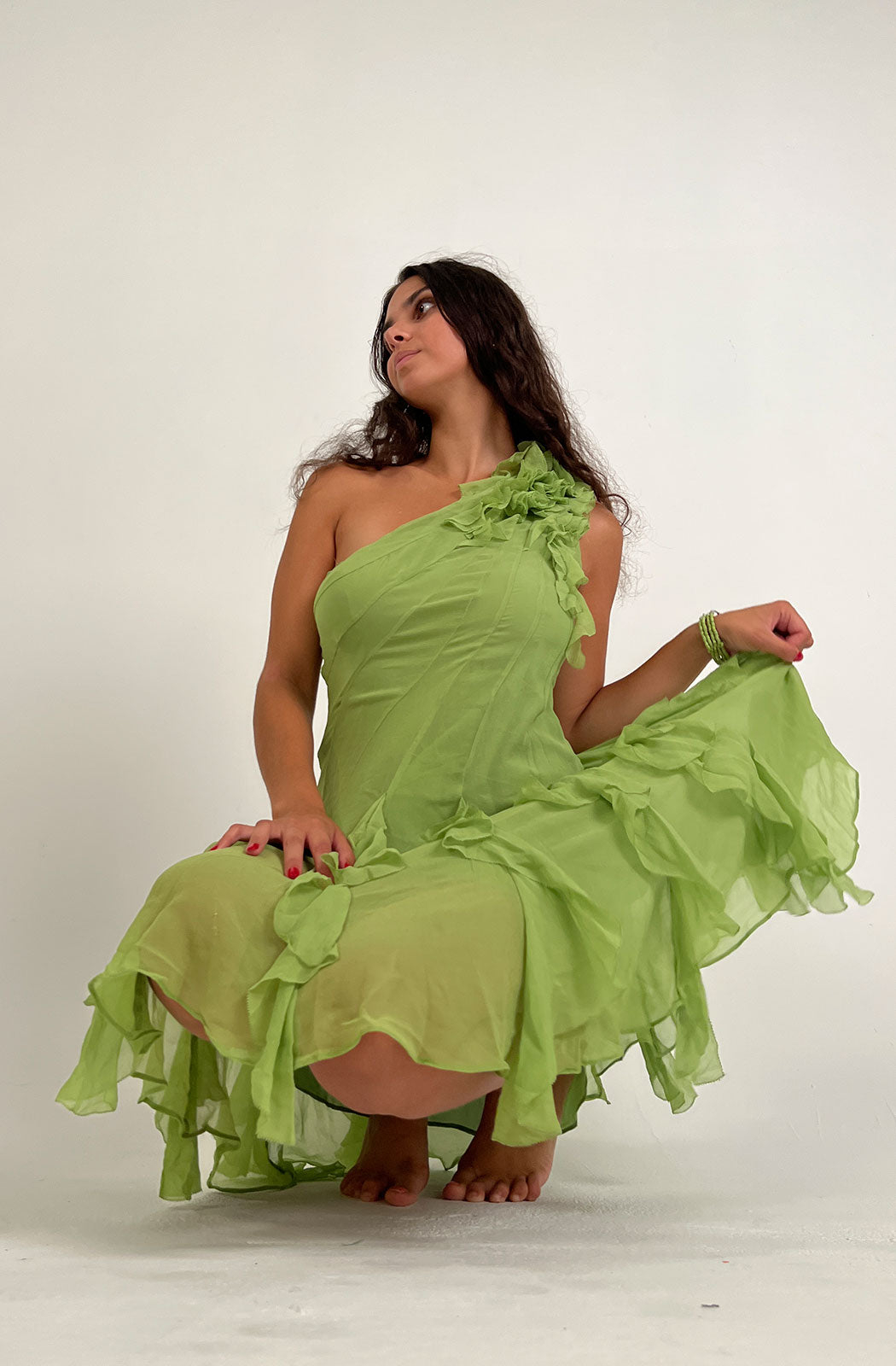 VINTAGE KAREN MILLEN GREEN DRESS (14)