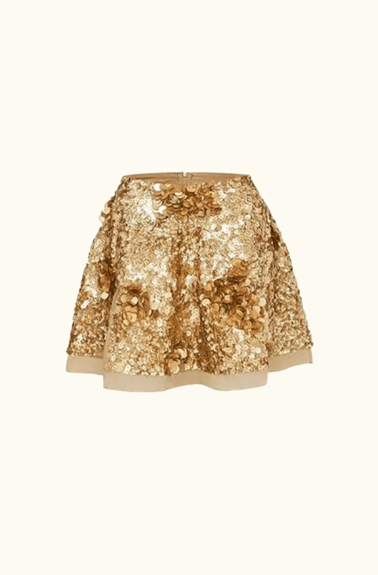 AJE Sorian Gold Sequin Mini Skirt