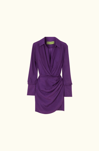Gauge81 Naha wrap-effect Silk Mini Shirt Dress – Borrowed From