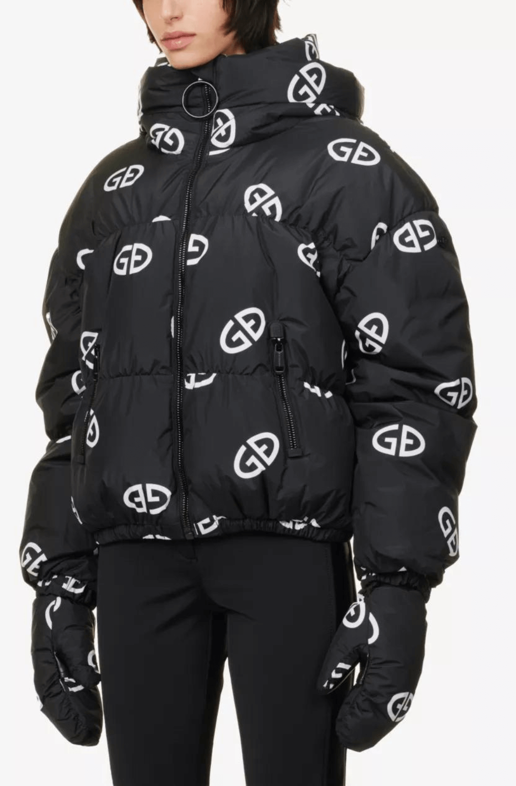 Goldbergh Logo Print Ski Jacket - Black & White