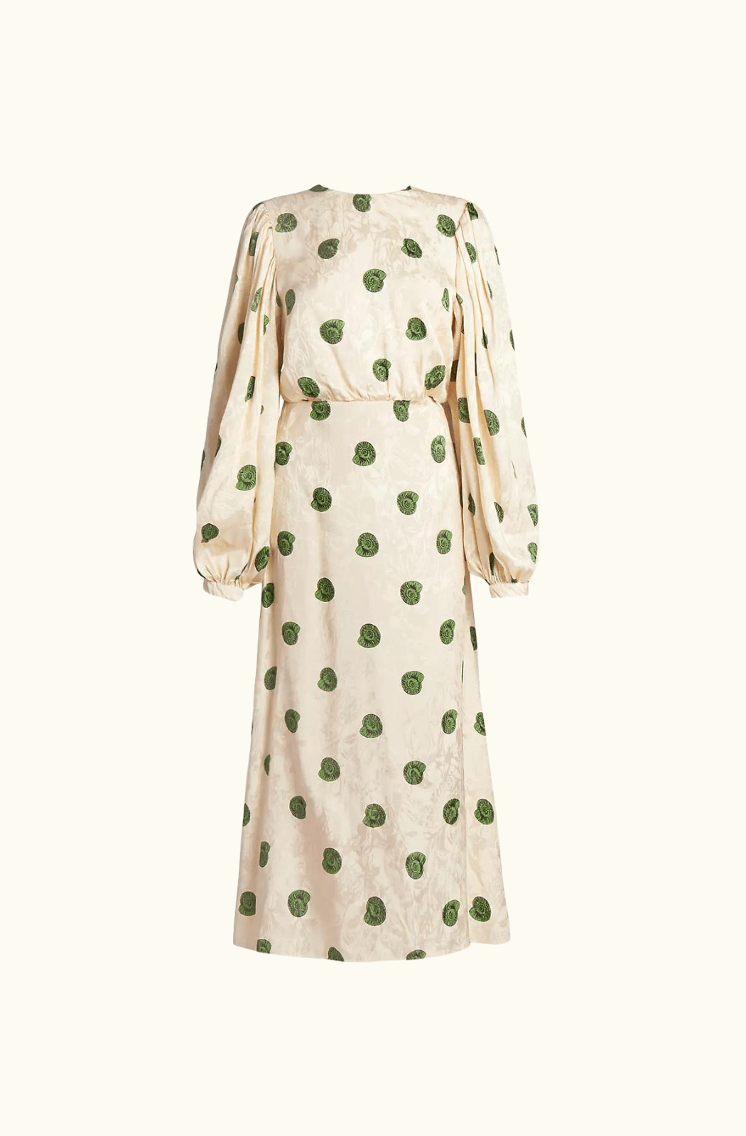 Johanna Ortiz seashell print midi dress in a cream colour with an open back