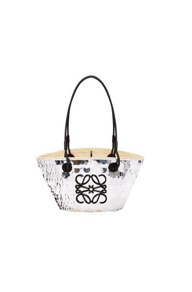 Loewe Anagram Basket Bag In Iraca Palm And Calfskin Medium