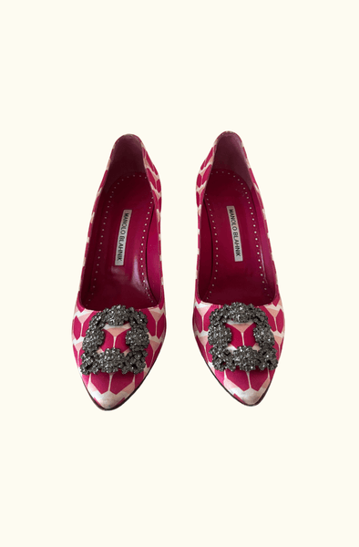 Manolo Blahnik Hangisi Cosmo Multicoloured Buckle Pumps