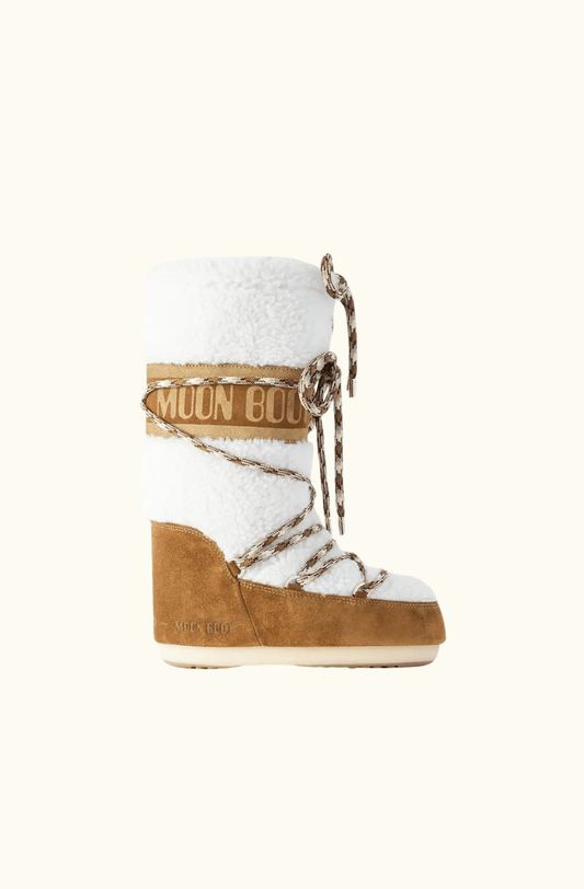 Suede and shearling high moon boot snow shoes