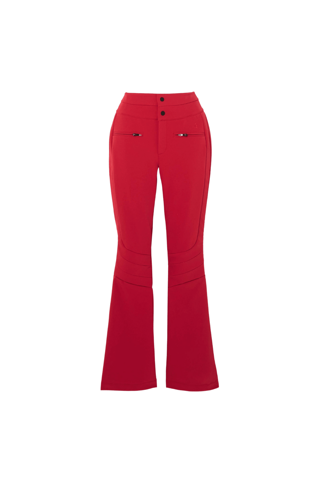 Perfect Moment Aurora Ski Trousers in Red with popper buttons and a high waist