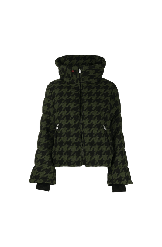 Perfect Moment Houndstooth-Print Ski Jacket - Green & Black