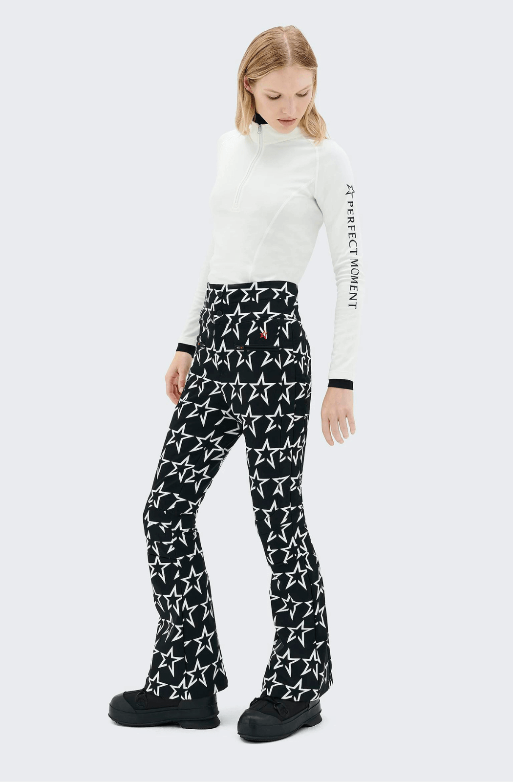 Perfect Moment Star Print High Waist Aurora Flare Ski Trousers