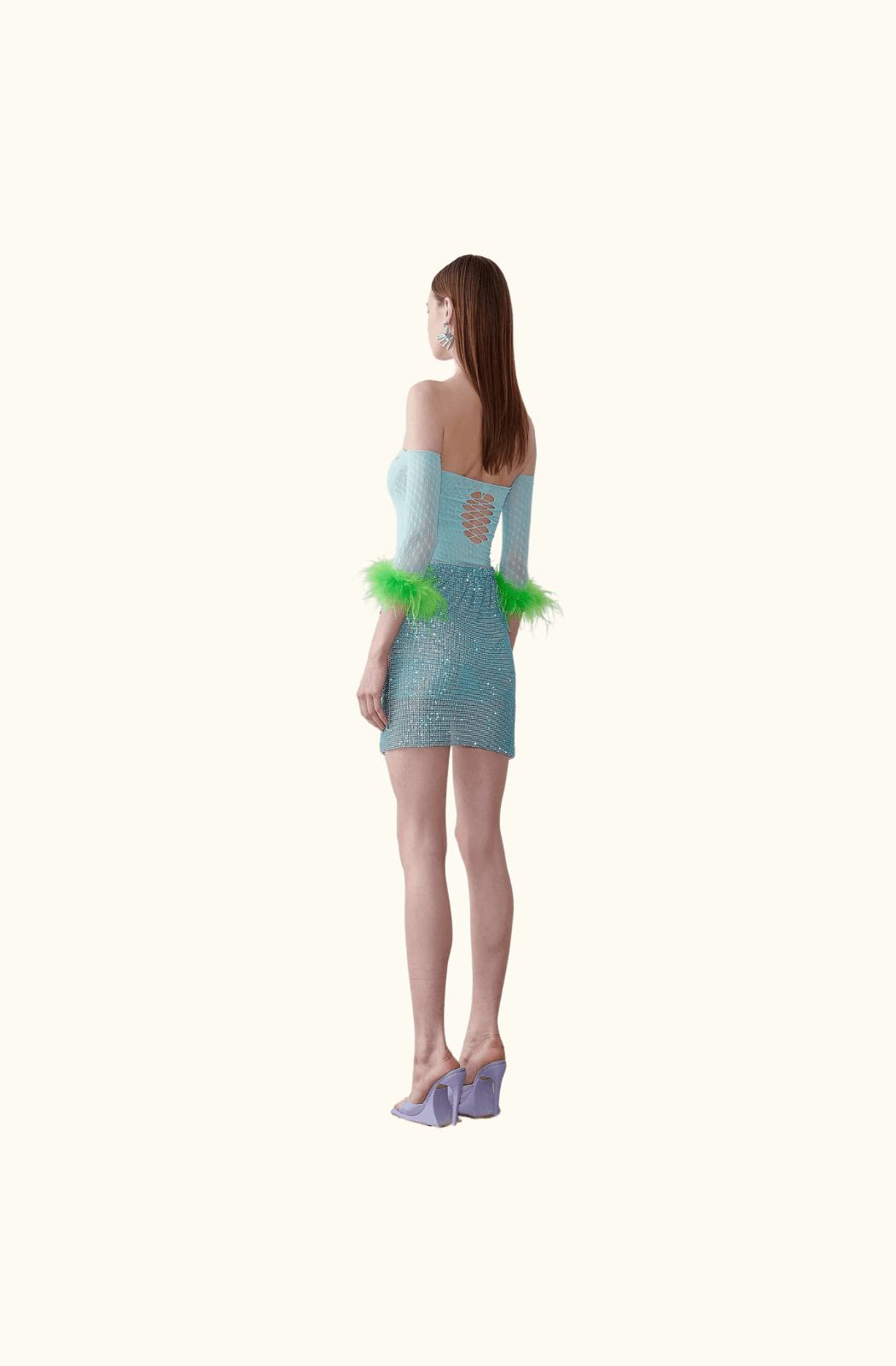 Poster Girl Rhinestoned Winona Skirt in Crystallised Cerulean