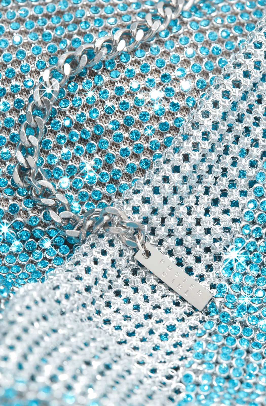 Poster Girl Rhinestoned Winona Skirt in Crystallised Cerulean