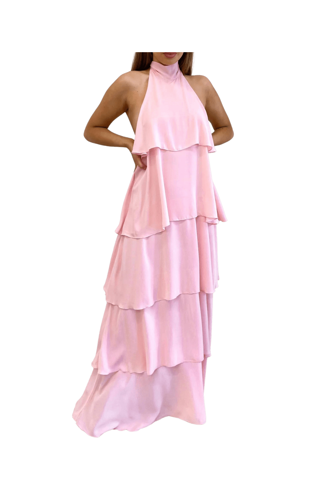 Pink Halter Neck Maxi Dress, Pretty Lavish