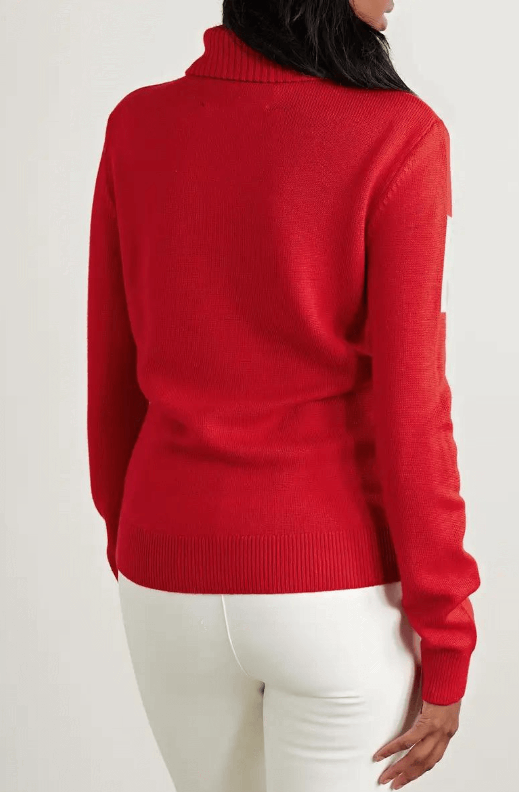 Piste Merino Wool-Jacquard Turtleneck Red Sweater - Large