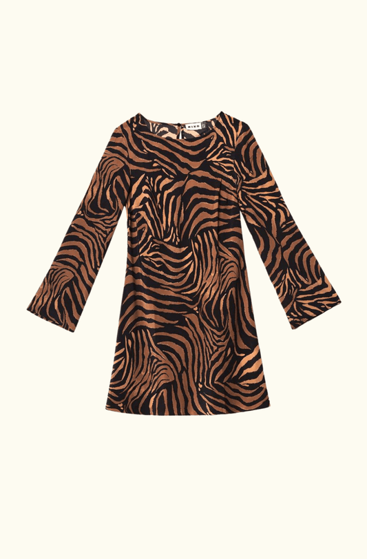 Rixo Ridley Silk Tiger Print Mini Dress (SMALL)