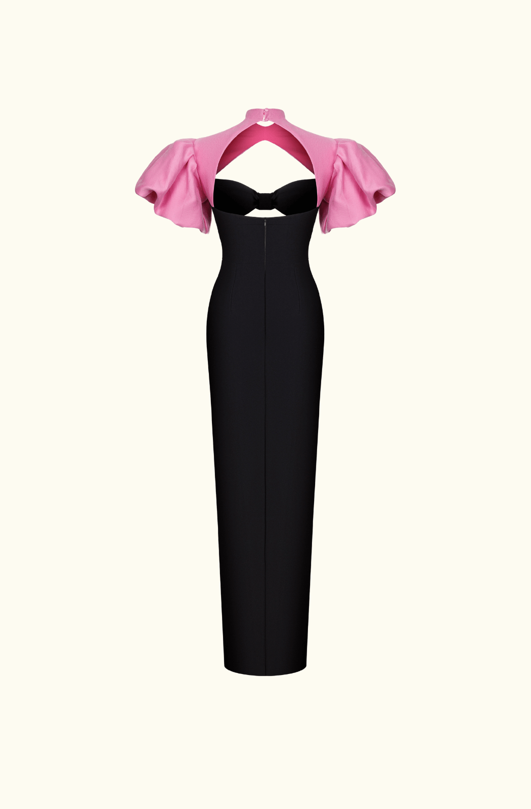 Rasario Black Crystal-embellished Two-tone Crepe Gown