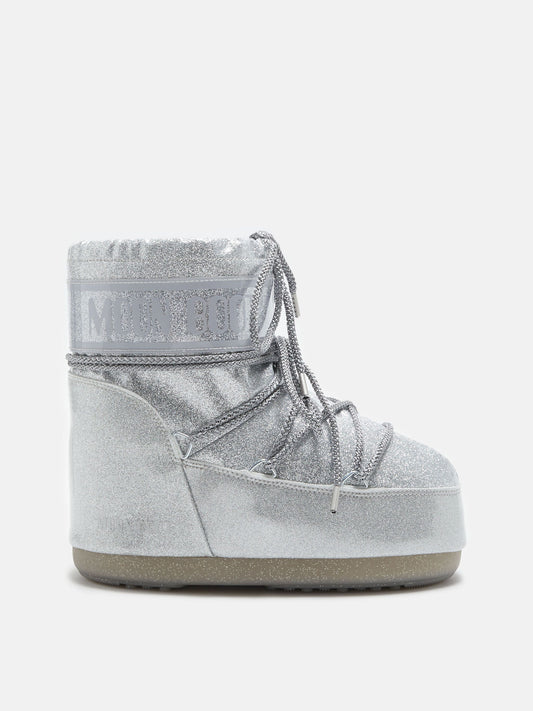 Moon Boot Icon Low Silver Glitter Boots
