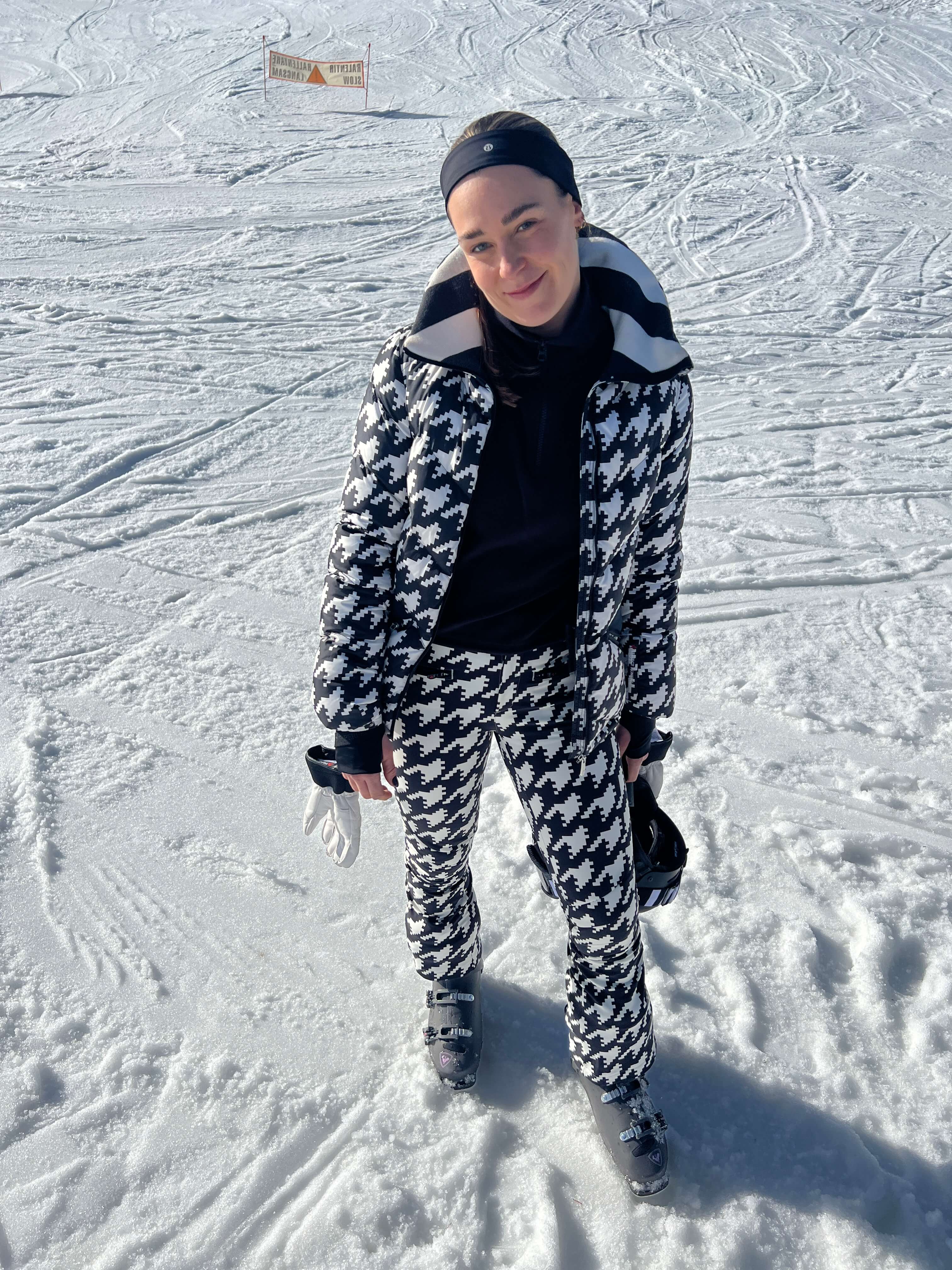 Perfect Moment Houndstooth Print Full Ski Suit Jacket Trousers