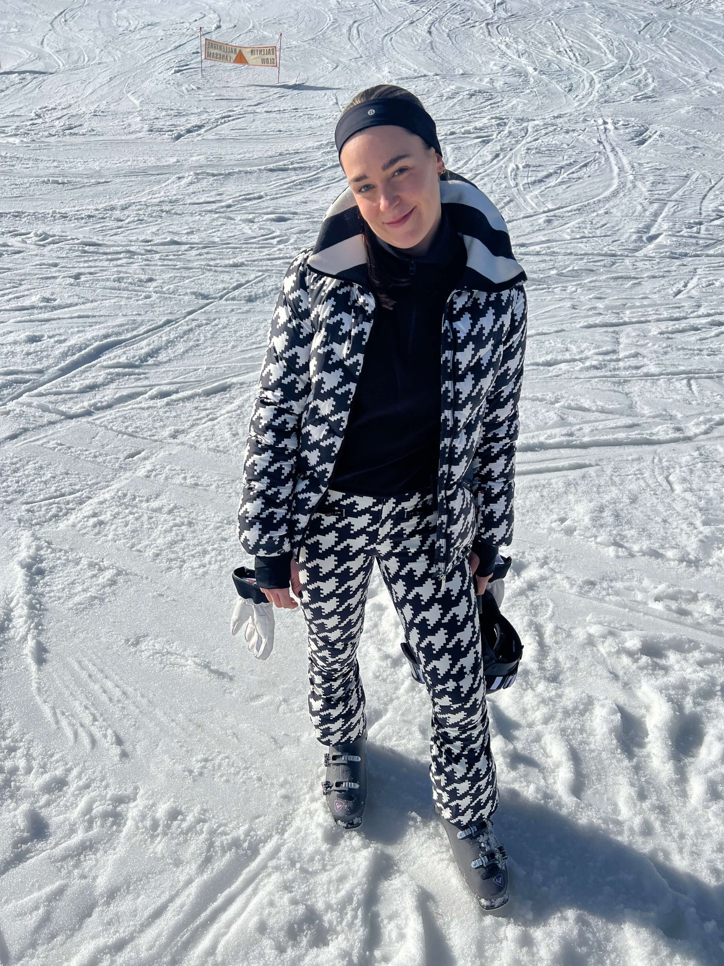 Perfect Moment Houndstooth Print Full Ski Suit- Jacket & Trousers