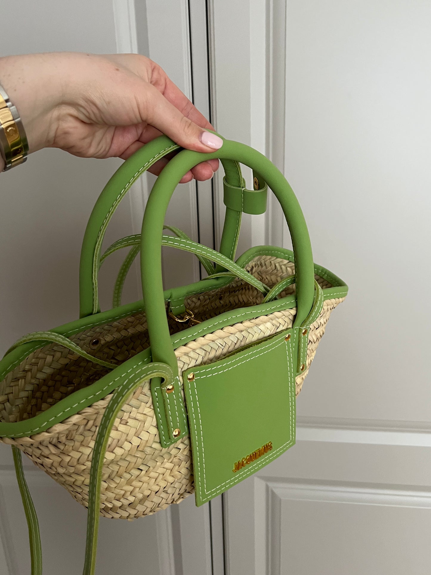 Jacquemus Panier Soleil Mini Basket Bag In Lime Green 