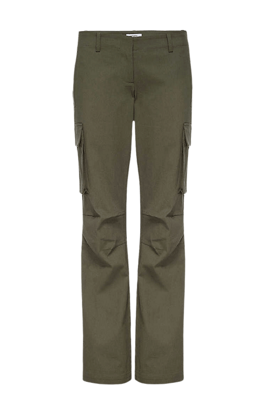  Miaou Women's Green Raven Trousers Straight-leg stretch cotton canvas trousers. Colour: green