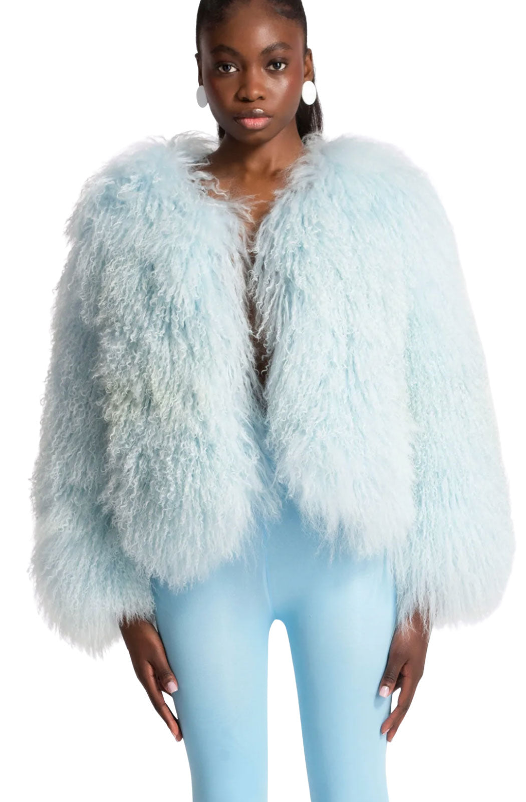 Light blue hotsell faux fur jacket