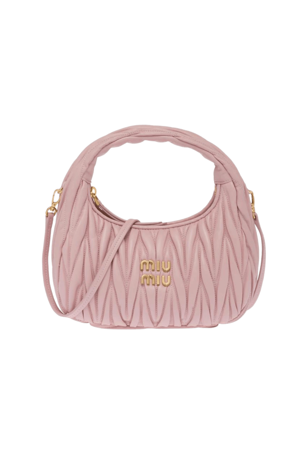 Miu Wander matelassé nappa leather mini hobo bag