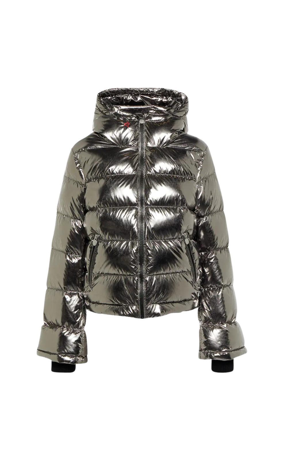 Polar Quilted Down Hooded Ski Jacket - Metallic Silver