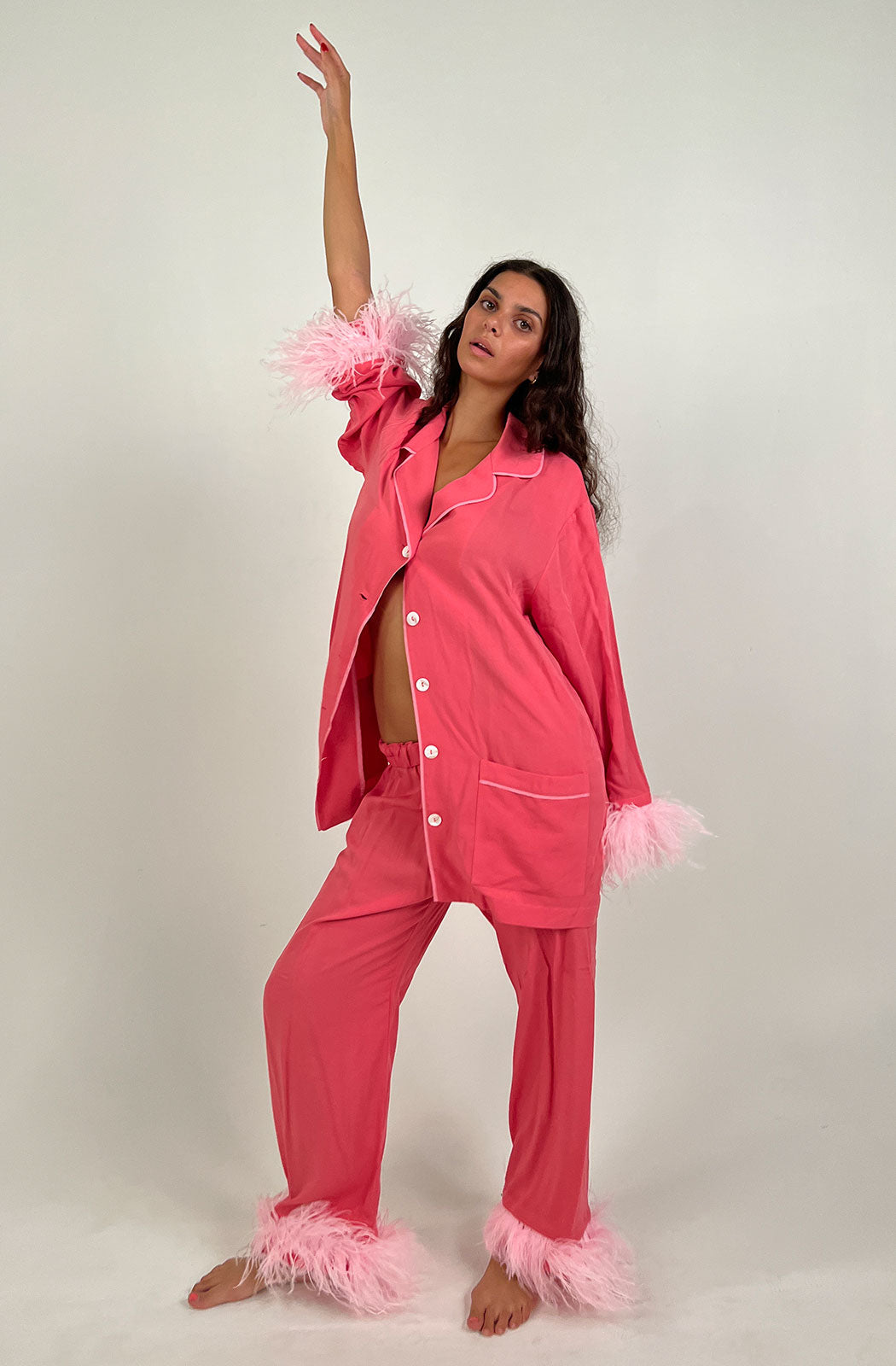 Sleeper PINK PYJAMA SET with feathers